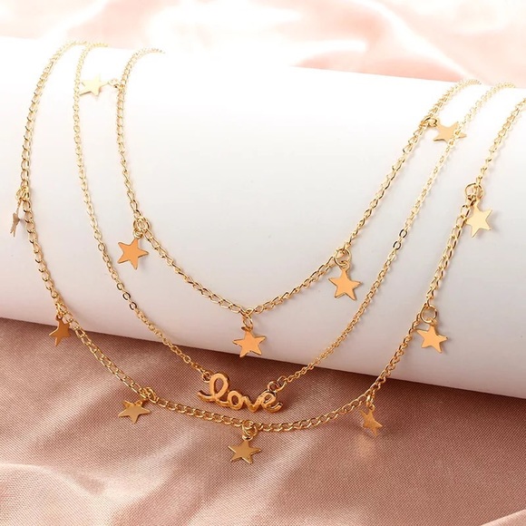 ‼️3/$30 LOVE Boho Multilayer Star Gold Necklace - Picture 2 of 6